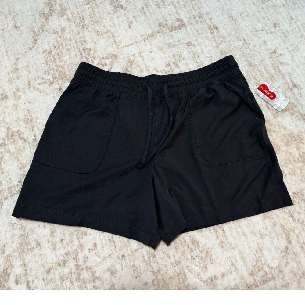 BCG Women's Ebony Cinched Waist Lifestyle Shorts Pull On Pockets Size L NWT